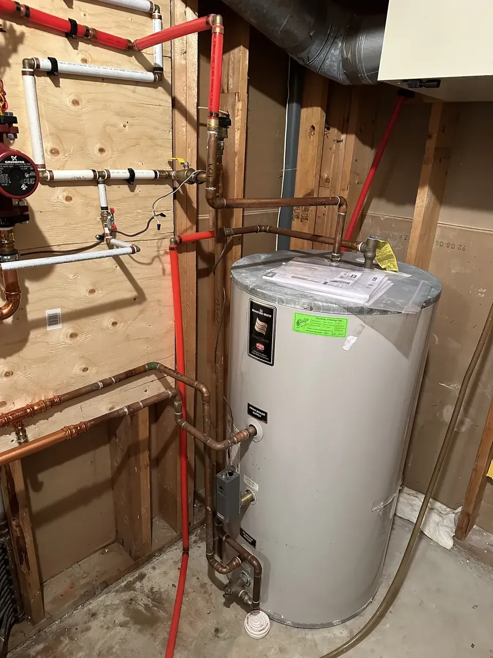 New gas hot water tank plumbed in copper by Pro West
